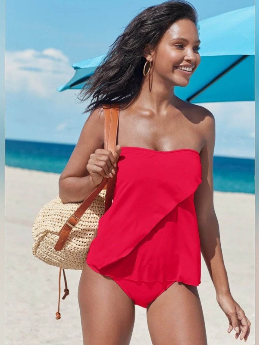 Venus Classic Bandeau Red Tankini Top, Size 6